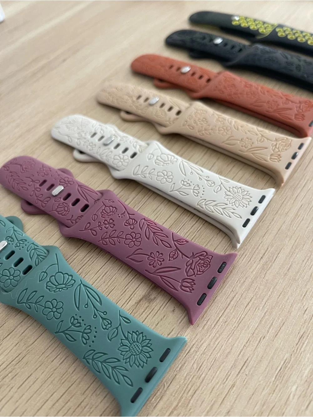 Floral Silicone Apple Watch Bands - Multiple Colors